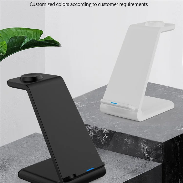 E8 3-in-1 15W Wireless Charger Phone Watch Earphone Desktop Charging Stand