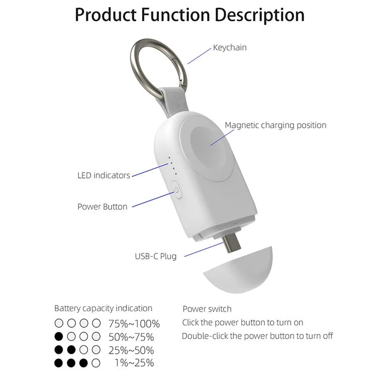 U16 For Apple Watch AirPods Smartwatch Charger Mini Magnetic Wireless Charging Pad with Type-C Plug