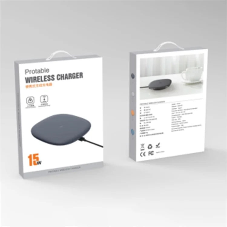 YN-101 15W Fast Wireless Charger with LED Indicator, Slim Mini Charging Pad