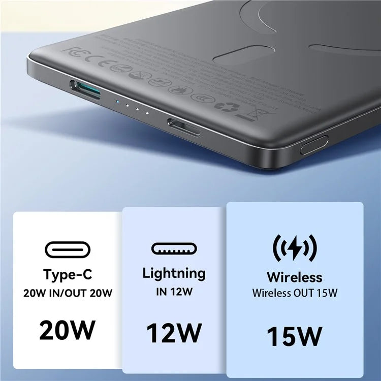 JOYROOM JR-PBM08 20W 5000mAh Magnetic Wireless Power Bank Ultra-Thin External Battery