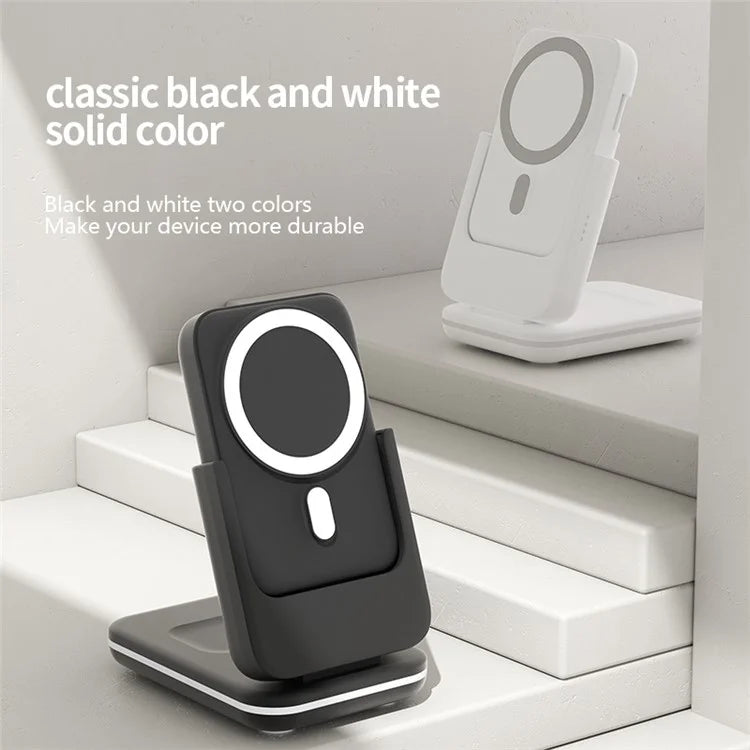 C15 5000mAh Magnetic Power Bank Phone Watch Earphone Wireless Charging Stand