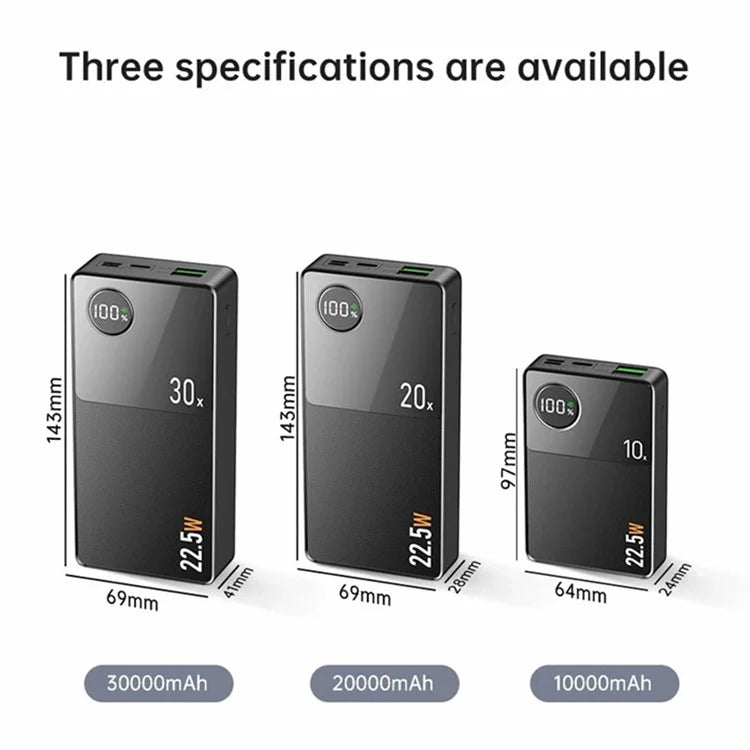 CYKE Q8 20000mAh Power Bank Portable Digital Display Phone External Battery Charger