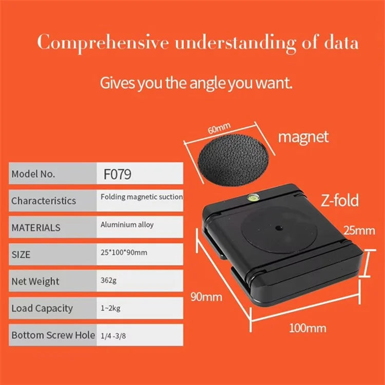 F079 Desktop Magnetic Phone Holder Aluminum Alloy Z-Shape Foldable Stand