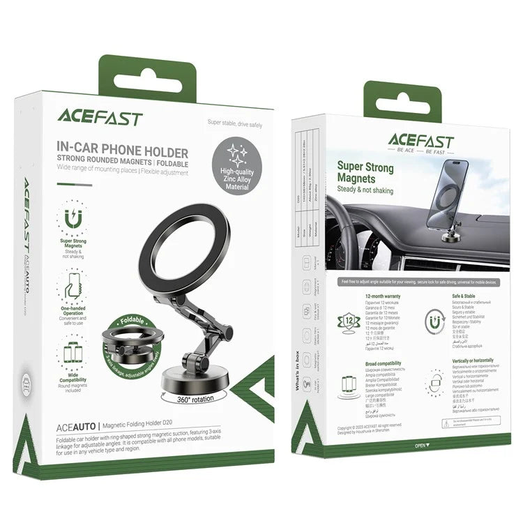 ACEFAST D20 Magnetic Car Dashboard Mount Phone Holder Zinc Alloy Foldable Phone Stand Bracket