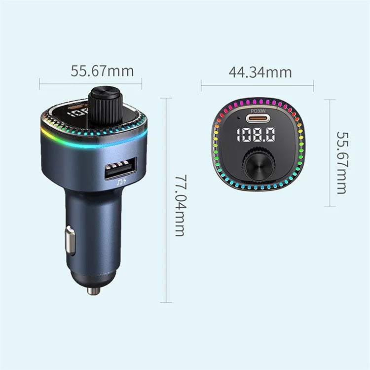 C58 Bluetooth Adapter FM Transmitter Car MP3 Music Player Type-C + USB Car Charger
