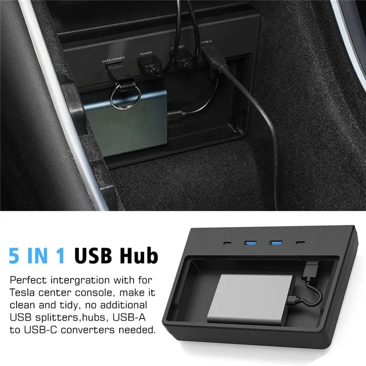 TS0Y0364 5-in-1 USB Hub for Tesla Model Y May 2020-December 2020 Car Docking Station