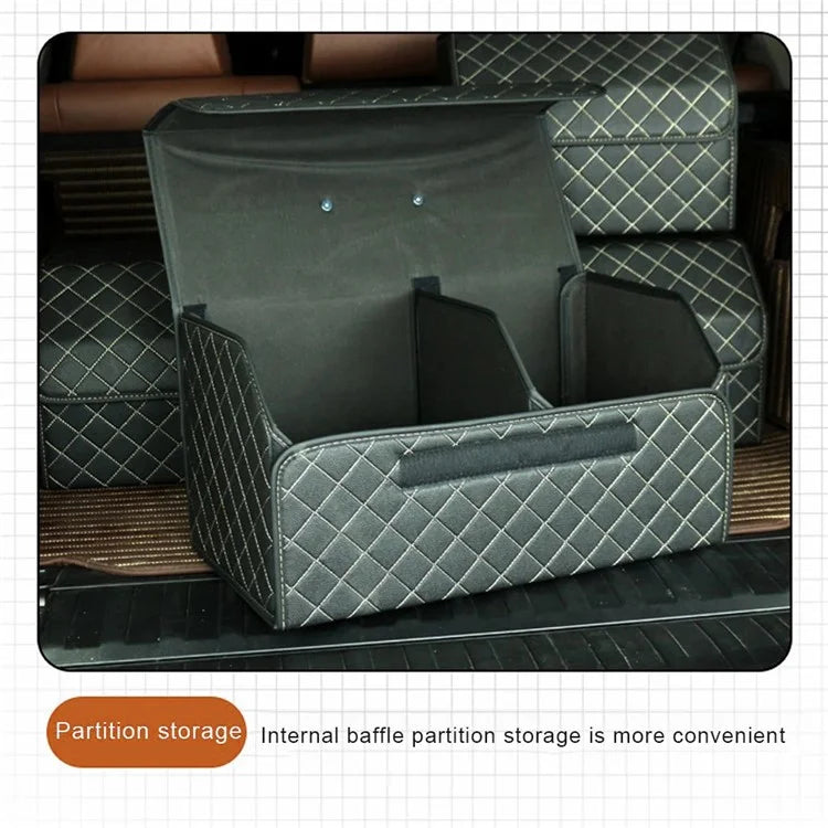 10006 Foldable Car Trunk Organizer Container Leather Storage Box, Small Size