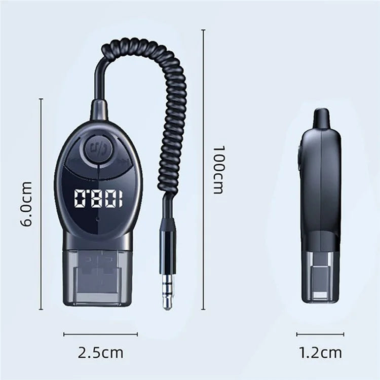 W8 Car Audio Adapter Bluetooth Receiver FM Transmitter with Telescopic Cable