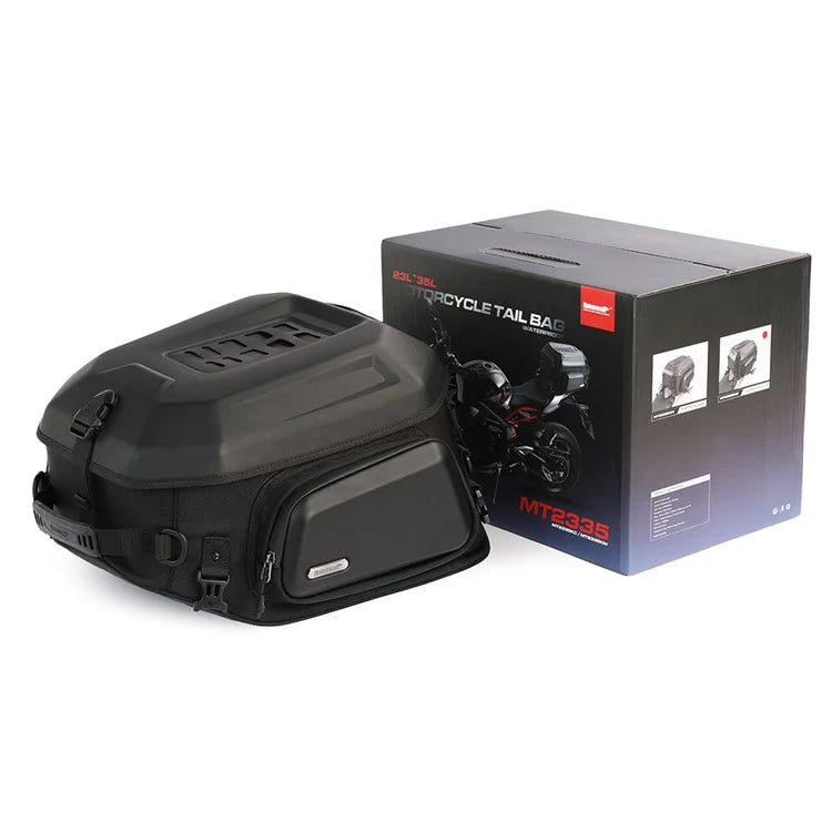 RHINOWALK MT2335 23L-35L Expandable Hardshell Motorcycle Tail Bag Polyester Backpack Shoulders Bag