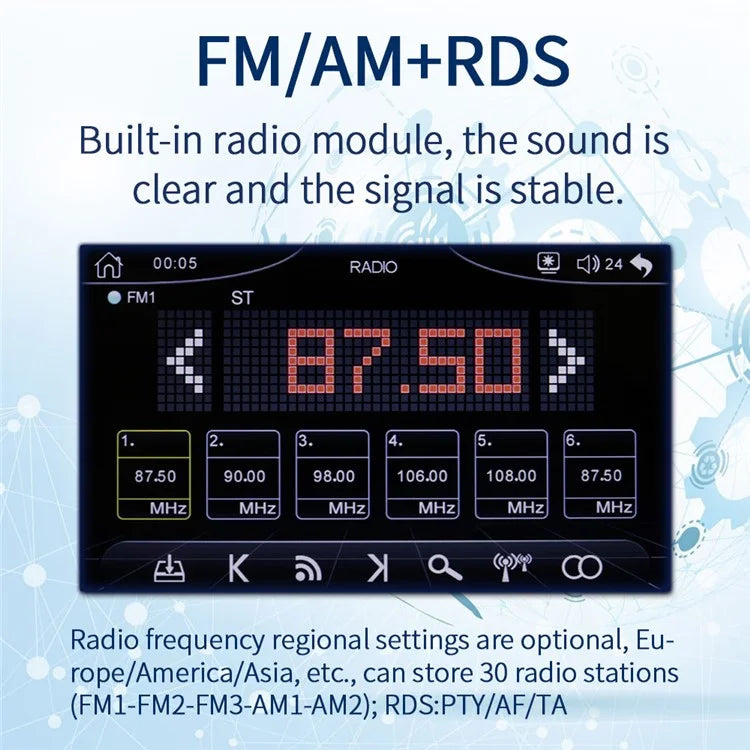 7013B 7-inch Car MP5 Player Bluetooth Multimedia FM Radio Audio Receiver AUX in USB TF Card Input