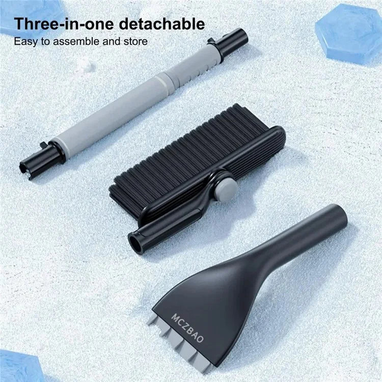 9742 Detachable 3-in-1 Snow Brush Ice Shovel Telescopic Rod Snow Removal Tool Set for Car Windscreen