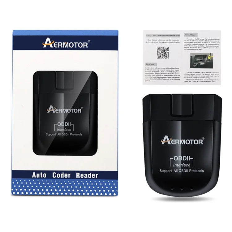 AERMOTOR ELM327 V1.5 OBD 2 Scanner Bluetooth 4.0 Car OBD2 Reader Check Engine Scan Tool (Chip: PIC18F25K80)