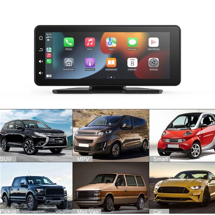W513E 6.86-Inch Portable Car Play with Recorder, 12LED Camera Car Radio Player