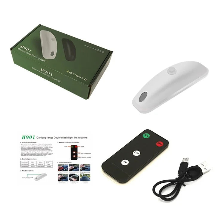 H901 2Pcs Remote Control Car Roof Warning Light Waterproof Green Laser Lamp