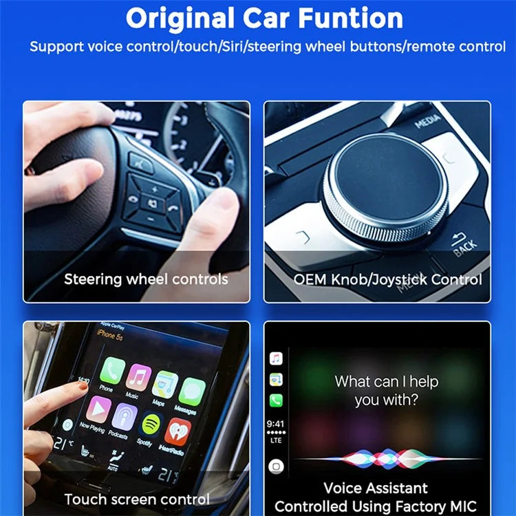 QM8 Car Wired to Wireless Smart AI BOX Car Play Adapter 2GB+16GB