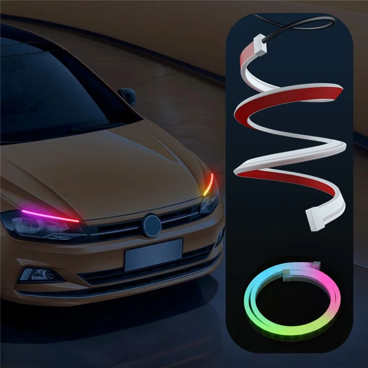 DR06-12 2PCS Bluetooth APP LED Strip Lights Colorful Car Decoration Lamps with Remote Control