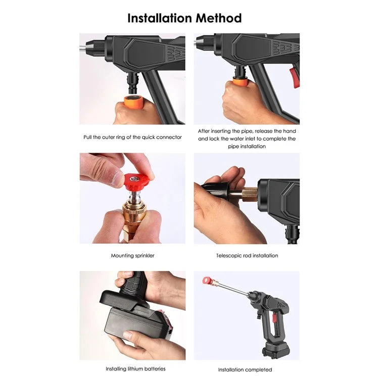 8107 Wireless Lithium-ion Battery Charging Car Wash Machine 200W Household Electric Water Spray Gun