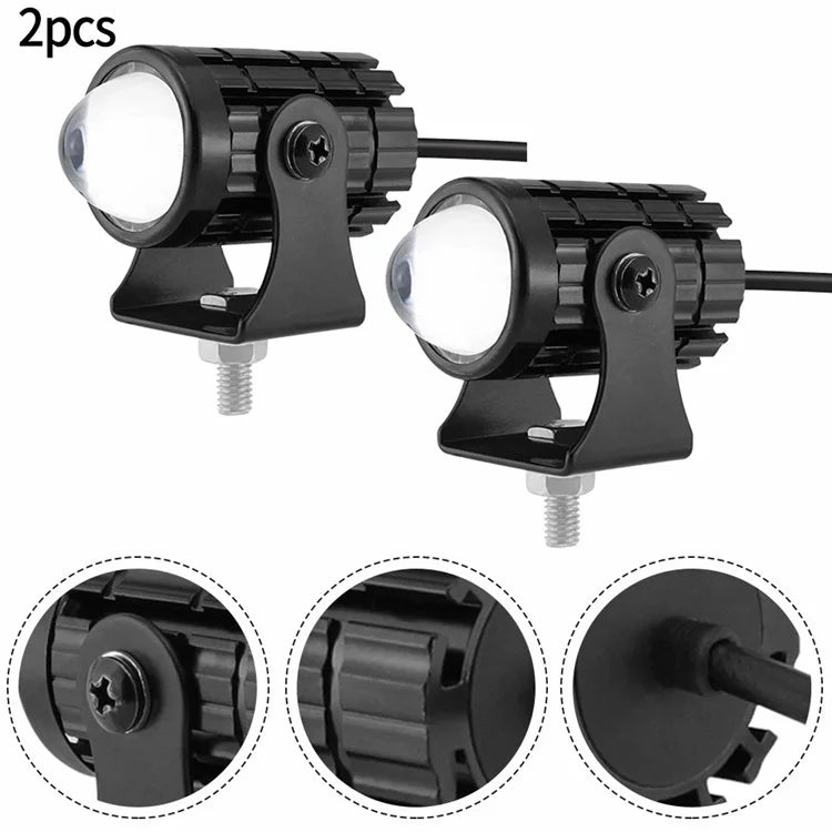 2Pcs IP67 Waterproof Motorcycle Super Bright Spotlight ATV Motorbike LED Headlights with Switch