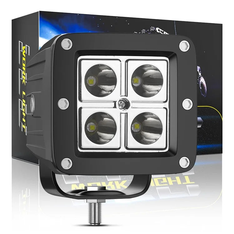 4-LED 12W Car SUV Off-Road Motorcycle Square Spotlight Waterproof Vehicle Headlight