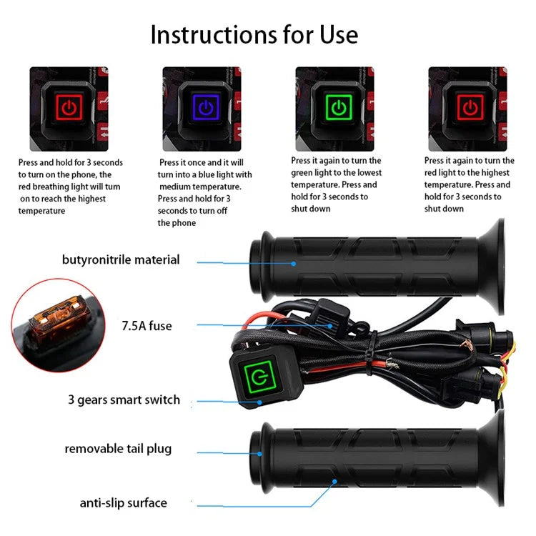 WUPP CSZH-983F1 Intelligent 3-Mode ATV Temperature Adjustable Heated Grips