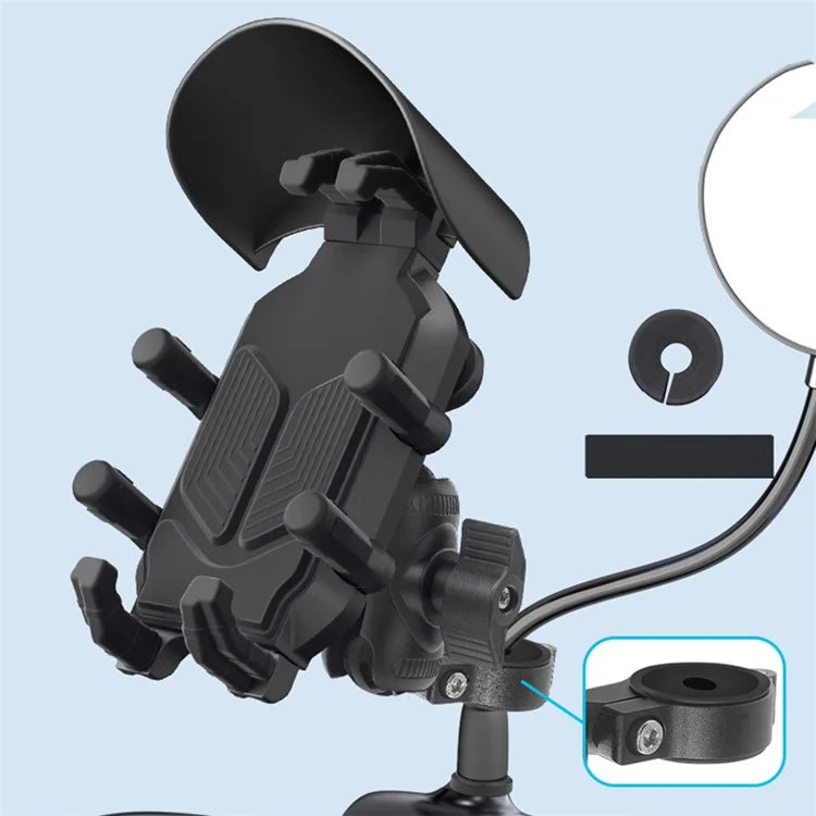 WUPP CS-1988A1 Motorbike Handlebar Phone Holder CNC Anti-Shock Braceket for 4.7-7.2 inch Phones