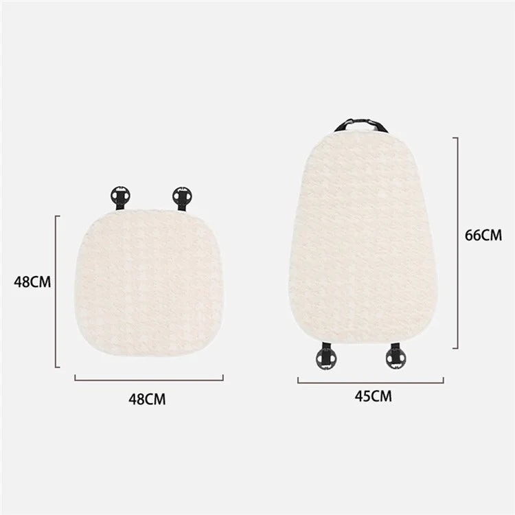 2Pcs Soft Plush Car Front Seat Mat + 2pcs Non-slip Backrest Cushion Cover