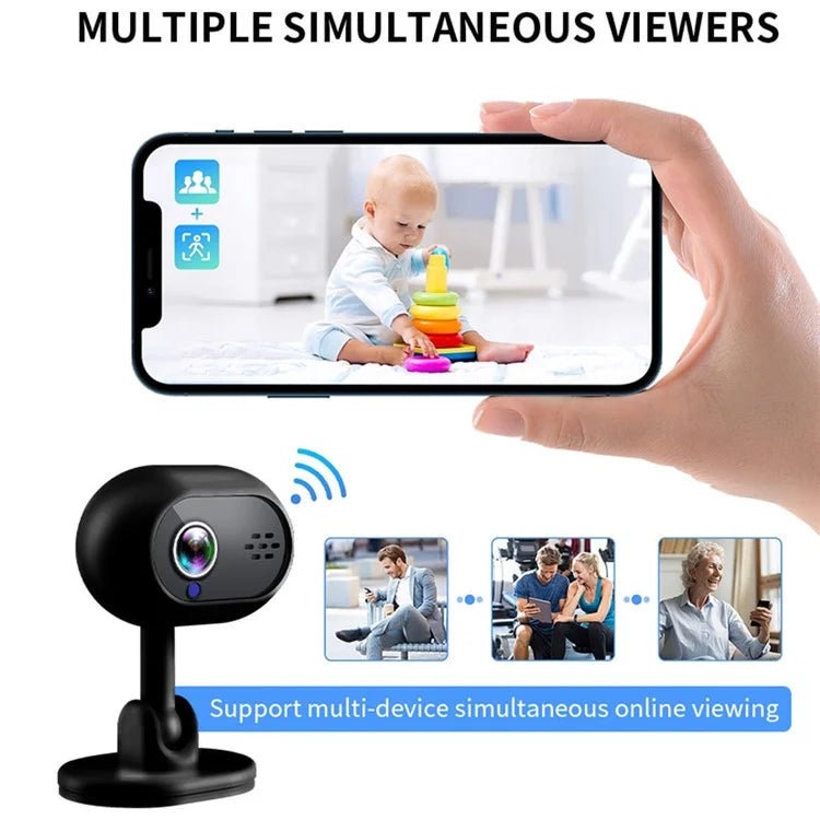A4 HD WiFi Webcam HD Infrared Night Vision Camera Monitor Support Two-Way VoiceBlack