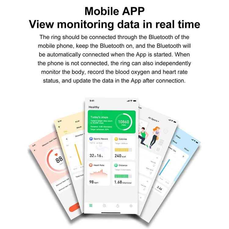 M1 Health Smart Ring Multifunctional Blood Oxygen Monitor Fitness Ring (No Charging Case)