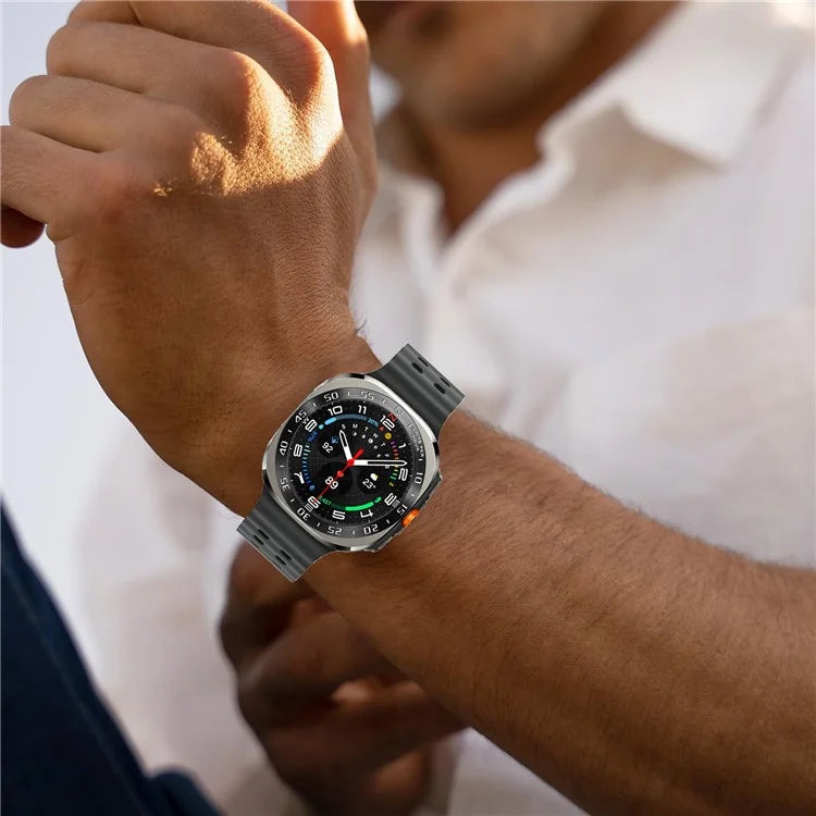 Type E for Samsung Galaxy Watch Ultra 47mm Bezel Ring Stainless Steel Bezel Loop Adhesive Cover - Silver / Black Characters