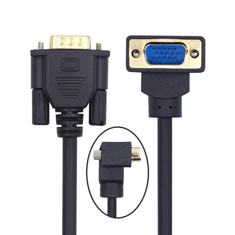DB-007-DN-1.0M Down Angled VGA RGB Male to Straight Male Extension Cable 3COAX+6C for Monitor / Projector / Computer