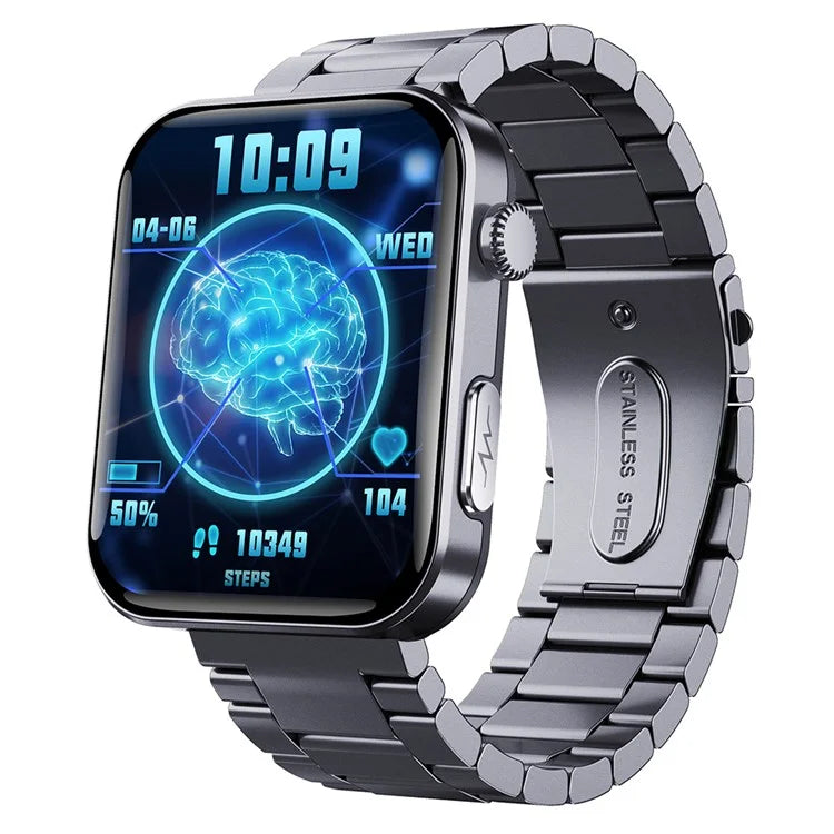F300 Health Monitoring Smart Watch SOS Bluetooth Call Bracelet Fitness Tracker Wrist Bracelet (Steel Strap)