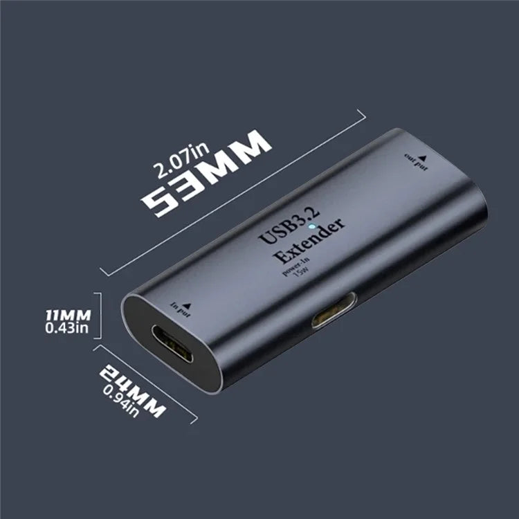 Aluminum Alloy Type-C to Type-C Signal Amplifier 15W Power Supply Extender
