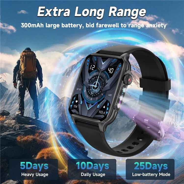 P6 Colorful Breathing Light 1.96-inch Square Screen Smart Watch Heart Rate Blood Pressure Monitor