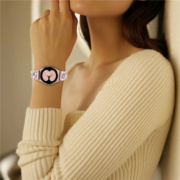 For Samsung Galaxy Watch6 40mm 44mm / Watch6 Classic 43mm 47mm Rhinestones Decor Gourd Shape Watch Band Alloy Strap