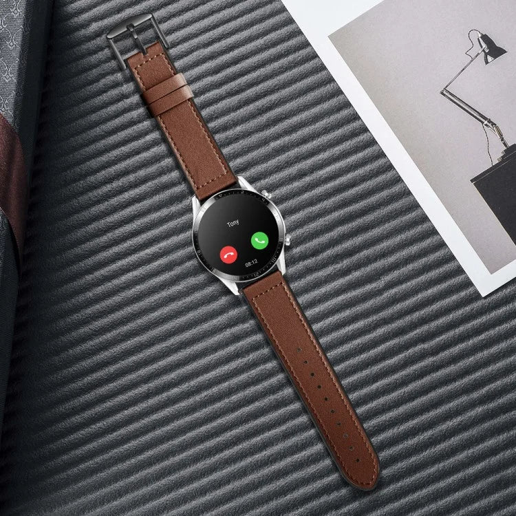 22mm Top Layer Leather Silicone Watch Strap for Huawei Watch GT 2 Pro 46mm