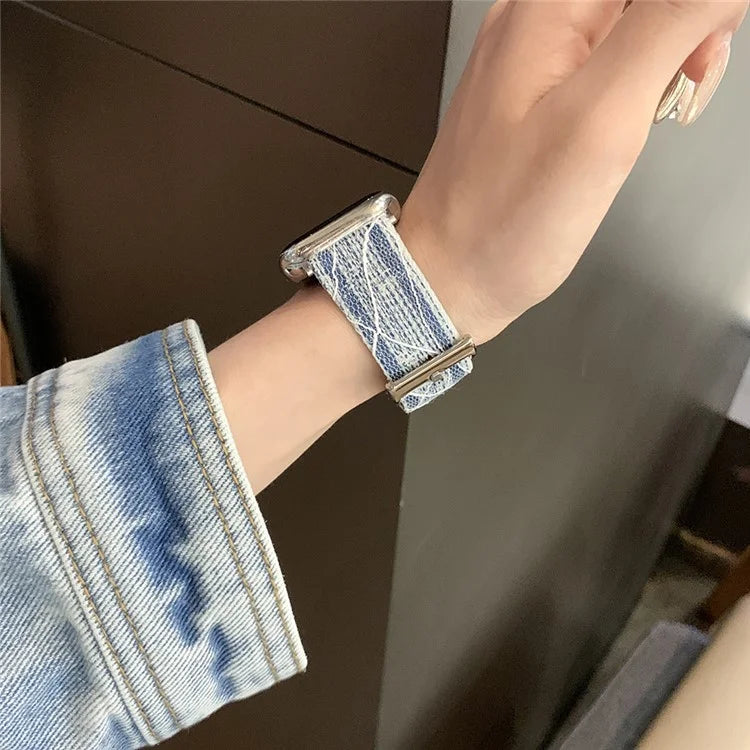 For Apple Watch Ultra 2 Ultra 49mm / 9 8 7 45mm / 6 5 4 SE (2023) SE (2022) SE 44mm / 3 2 1 42mm Strap Denim Fabric Watch Band