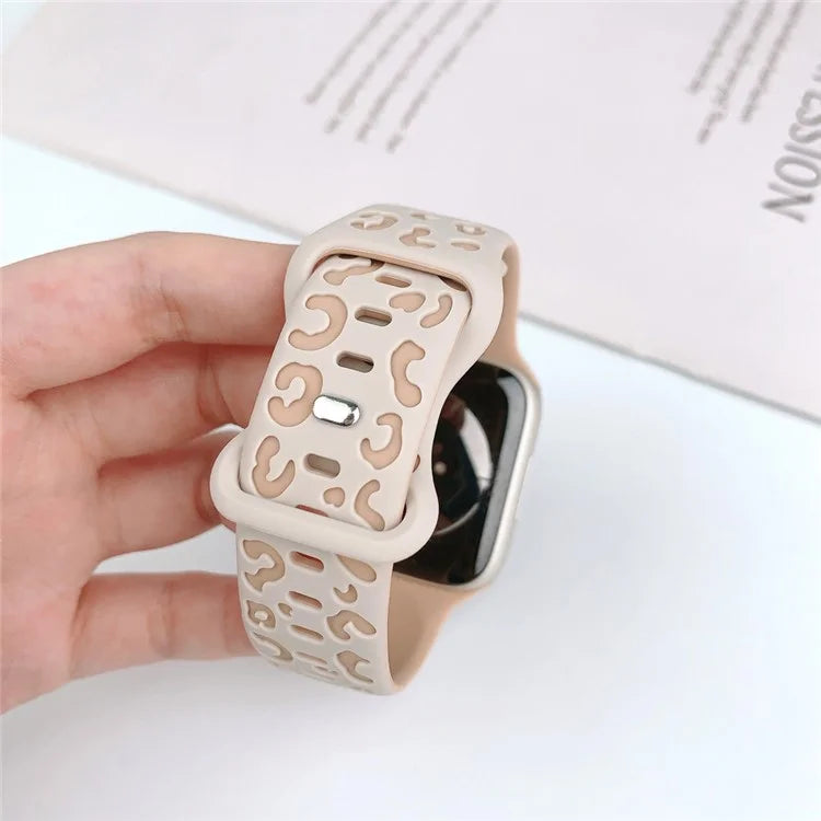 For Apple Watch Ultra 2 Ultra 49mm / Series 9 8 7 45mm / 6 5 4 SE (2022) SE (2023) SE 44mm / 3 2 1 42mm Leopard Silicone Strap