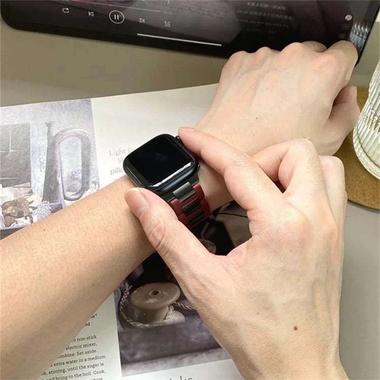 For Apple Watch Series 9 8 7 41mm / 6 5 4 SE (2023) SE (2022) SE 40mm / 3 2 1 38mm Stainless Steel+Rubber Strap