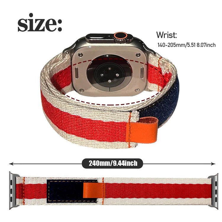 For Apple Watch Ultra 2 Ultra 49mm / 9 8 7 45mm / 6 5 4 SE (2022) SE (2023) SE 44mm / 3 2 1 42mm Contrast Color Canvas Watch Strap