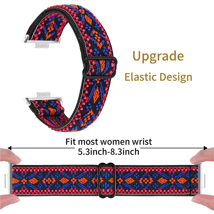 For Huawei Watch Fit 3 Nylon Watch Strap Pattern Print Adjustable Elastic Wrist Band