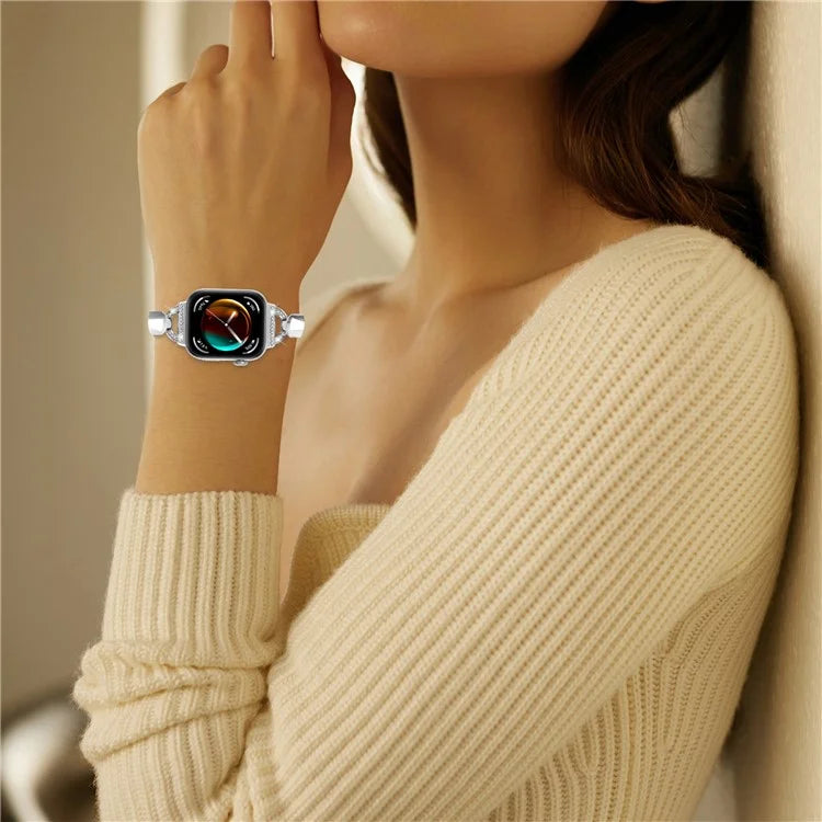 For Huawei Watch Fit 3 Watch Band Metal Wrist Bracelet with Rhinestone D-Shape Connector