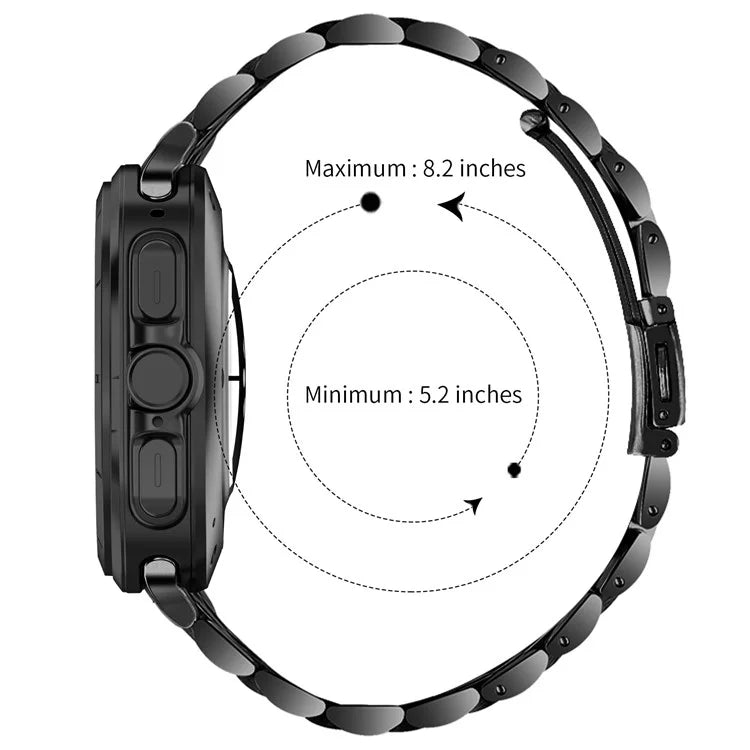 For Samsung Galaxy Watch Ultra 47mm Band Stainless Steel 7-Bead Slim Watch Strap Bracelet - Black