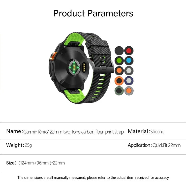 KALEBOL For Garmin Fenix 7 / 7 Pro / 6 / 6 Pro Silicone Watch Band Quickfit 22mm Carbon Fiber Texture Strap