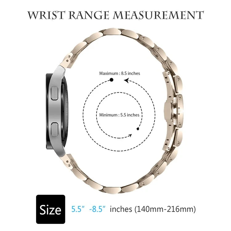 For Samsung Galaxy Watch7 44mm / 40mm Stainless Steel Band 7-Bead Smart Watch Strap with Connector