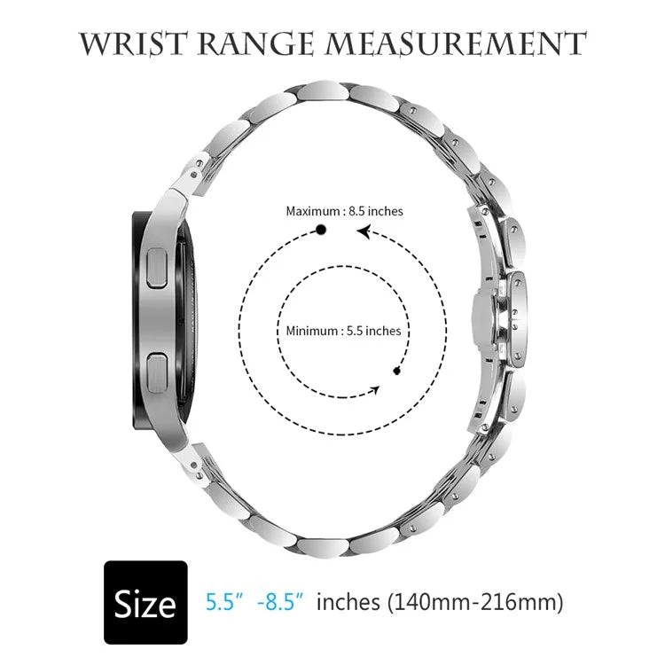 For Samsung Galaxy Watch7 44mm / 40mm Stainless Steel Band with Connector 7-Bead Smart Watch Strap, Silver