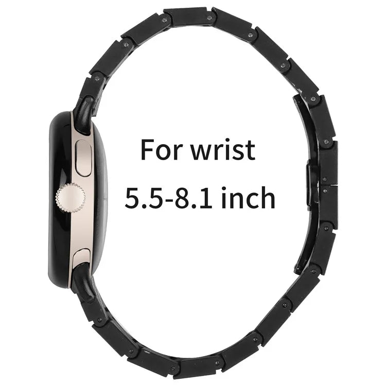 For Google Pixel Watch / Pixel Watch 2 Watch Band with Connector Carbon Fiber Texture Metal Watch Strap