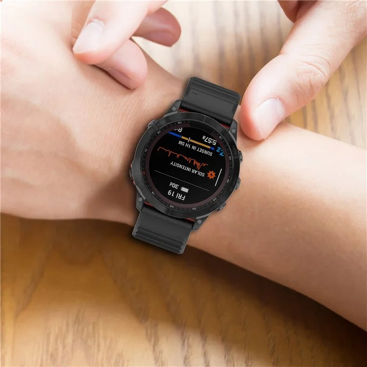 For Garmin Fenix 7 Pro Silicone Watch Bands Dual-color Horizontal Stripes Wrist Strap