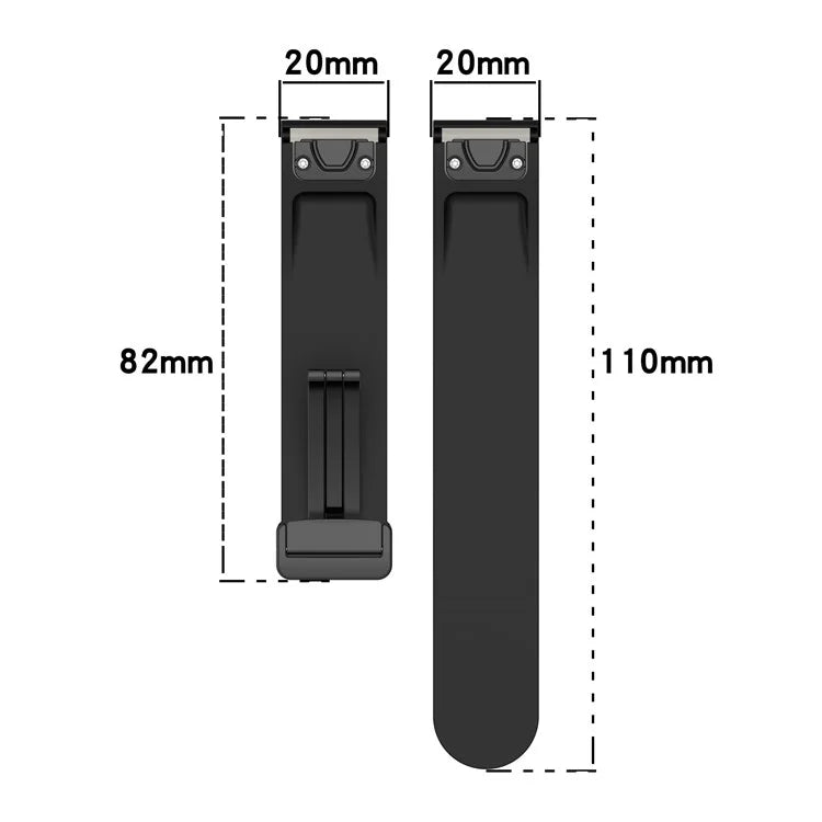 For Garmin Fenix 7S / 6S Pro / 5S Plus / Instinct 2S Silicone Watch Bands Silver Buckle 20mm Strap