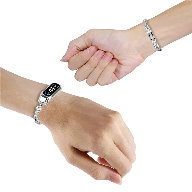 For Xiaomi Smart Band 8 Watch Bracelet Rhinestones Decor Metal Strap Replacement