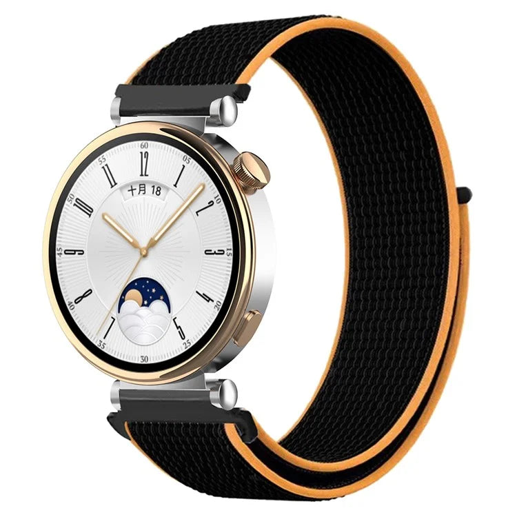 For Huawei Watch GT 4 41mm / Garmin Venu 3S Watch Band 18mm Nylon Loop Adjustable Wrist Strap+Orange